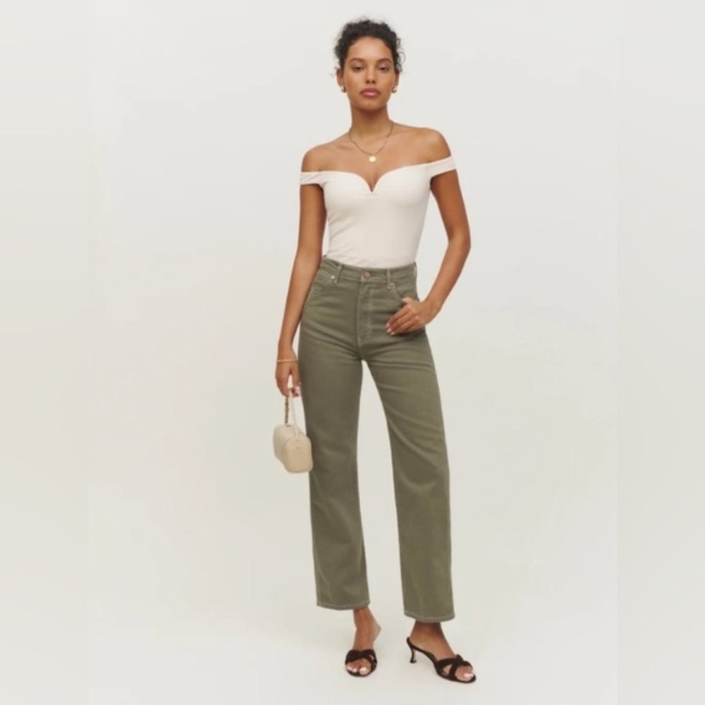 ✨ NWT Cowboy High Rise Straight Jeans in Kalamata (Olive Green) ~ Size 29 ✨
